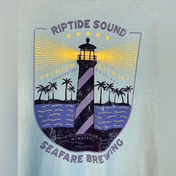 IZOD Saltwater Relaxed Classics Seafare Brewing Tanager Turquoise Tee XL - Picture 5 of 6